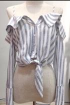  Light-stripe Shoulder Blouse