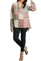  Floral Patch-work Blouse