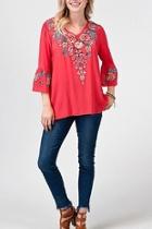  Red Embroidery Top