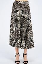  Pleated Leopard Skirt
