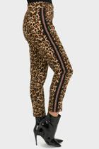  Leopard Straight Leg Pant W Glitter Side Stripe