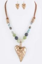  Metal Heart Necklace-set