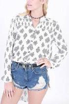  Printed High Low Blouse