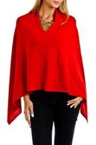  Red Cashmere Poncho Wrap