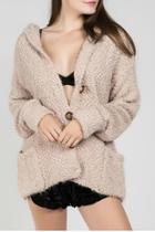  Mohair Button Down Hoodie Sweater Cardigan