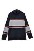  Stripe Turtleneck Knit Sweater