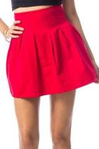  Red Pleated Skirt