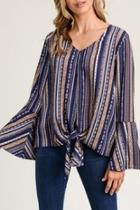  Stripe Tie-knot Top