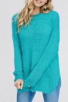  Turquoise Solid Sweater