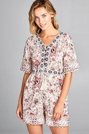  Print Tassel-tie Romper