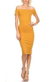  Mustard Off Shoulder Dress