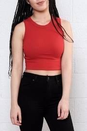  Red Ribbed Crop Top