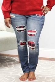  Judy Blue Plaid Patch Skinny Jeans
