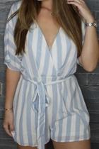  Tie-waist Stripe Romper