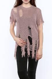  Short Sleeve Distressed Sweater