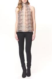  Shirred High Neck Animal Print Halter Top