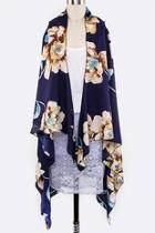  Flower Print Sleeveless-cardigan