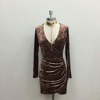  Velvet Long Sleeve Dress