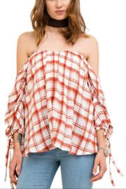 Plaid Off Shoulder Shirt