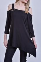  A-symmwetrical Black Tunic
