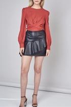  Vegan Leather Skirt With Ruffle
