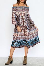  Off The Shoulder Smocked Dress