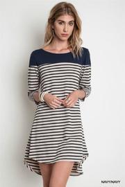  Navy Pleated Dress