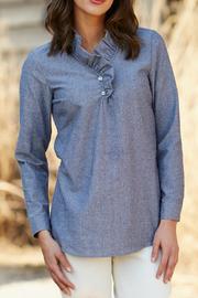  Ruffle-neck Chambray Tunic