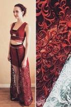  Red 2 Piece Skirt Set