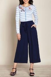  Striped Embroidered Cardi