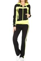  Neon-yellow Trim Hoodie Set