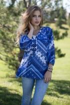  Cobalt Abstract Blouse