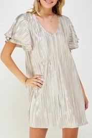  Metallic Flutter Sleeve Dress