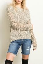  Olive Netted-sleeve Sweater