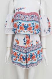  Cold-shoulder Floral Romper