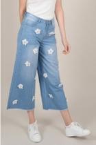  Flower Cropped Jeans