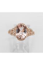  14k Rose Gold Morganite And Diamond Halo Engagement Ring