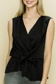  Solid Satin Waist Tie Top