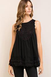  Black Solid Scoop Neck Top With Back Keyhole