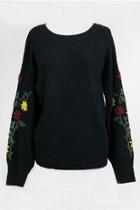  Embroidered Black Sweater