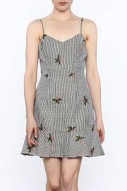  Stripe Embroidered Sleeveless Dress
