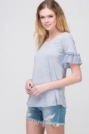  Gray Ruffle-sleeve Top
