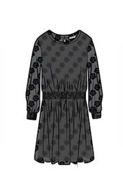  Velvet Lasercut Leopard Floral Chiffon Dress