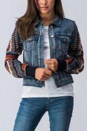  Knit-sleeve Denim Jacket