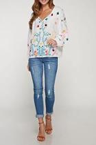  Long-sleeve Embroidered Top