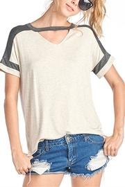  Color Block Cut-out Top