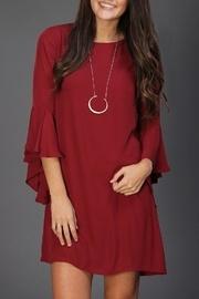 Burgundy Trumpet-sleeve Dress