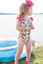  Customized Floral Ruffle Swim Suit