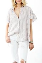 Striped Button-up Blouse