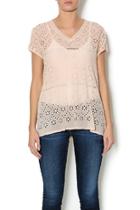  Pink Tiered Eyelet Top